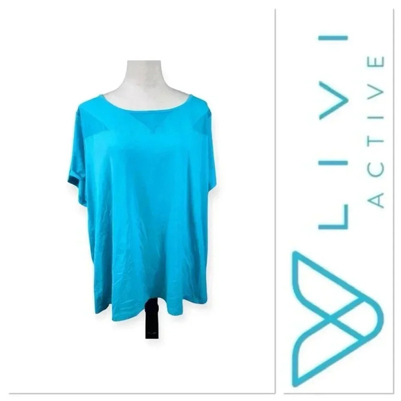 Livi Active turquoise blue short sleeve top size 22/24 - Picture 1 of 9